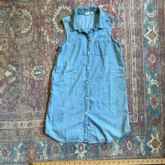 Gap Girls Large Sleeveless Chambray Denim Button-Up Dress - Picture 1 of 6